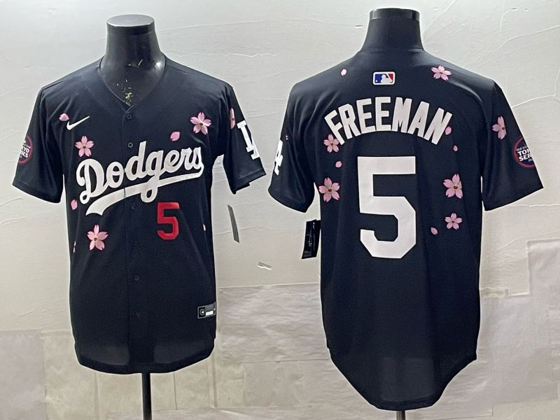 Men 2025 Nike Los Angeles Dodgers #5 Freeman Black Game MLB Jersey 05->los angeles dodgers->MLB Jersey